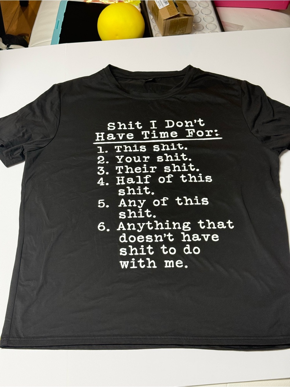 MANFINITY Black Short-Sleeve Tee with White Statement Text Size large